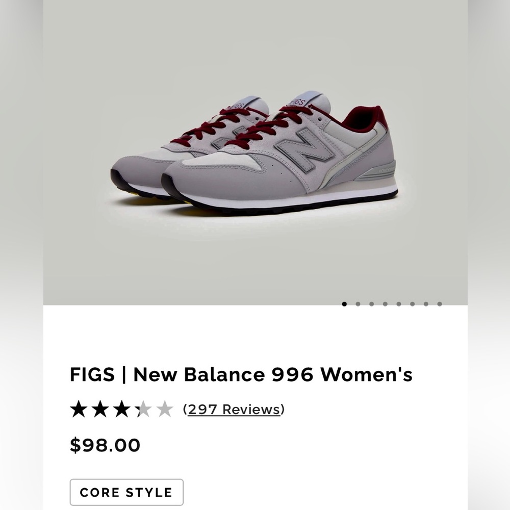 FIGS New Balance 996 gray/burgundy